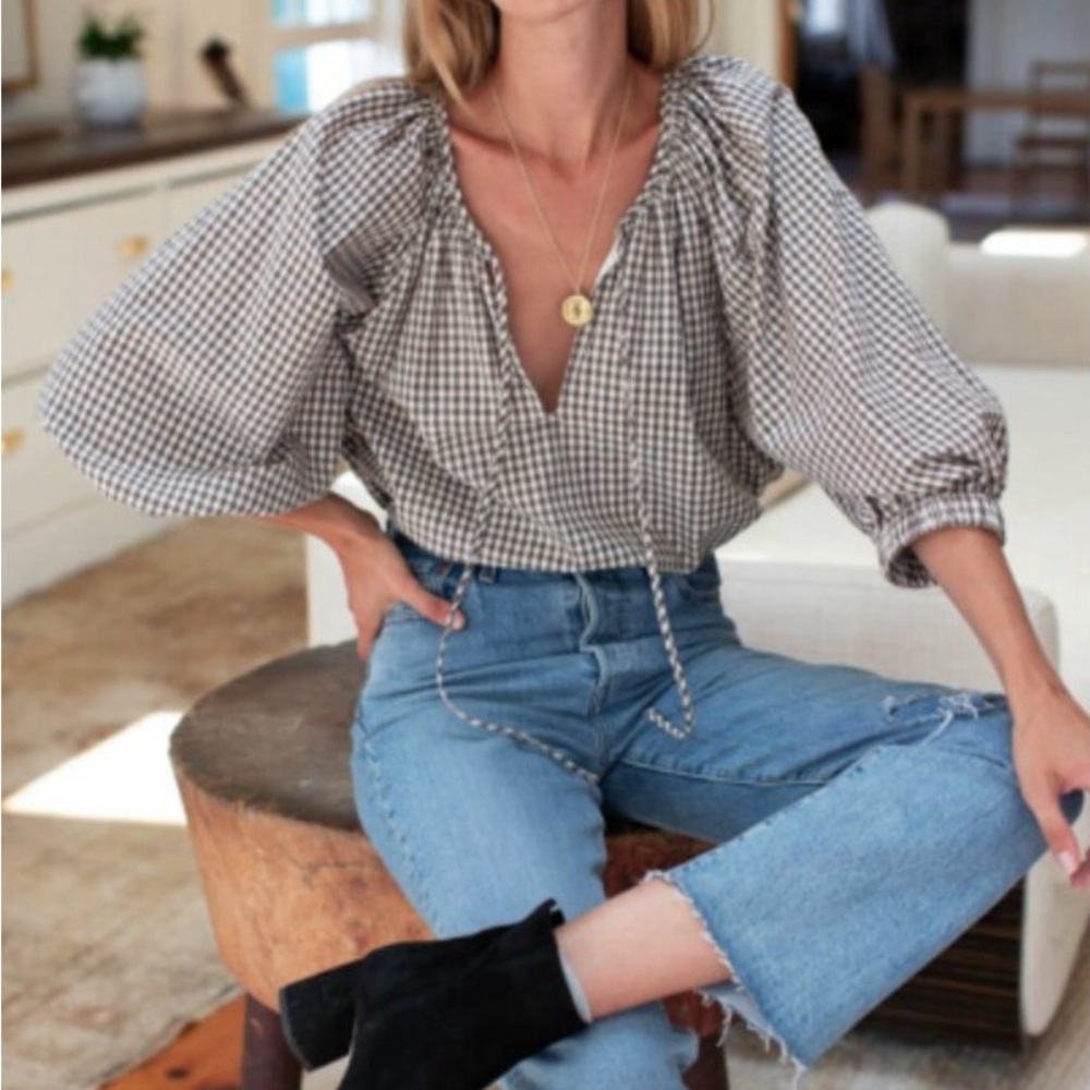 Emerson Fry Black and White Gingham Blouse